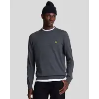 Lyle & Scott katoenen merino trui met ronde hals - grijs