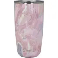 Swell S'well Tumbler met deksel, 530ml, Geode Rose, BPA/BPS-vrije vacuümreisbeker met drievoudige isolatie en schuifdeksel, voor warme en koude dranken, thuis of op het werk tot 12 uur koud/4 uur heet