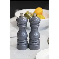 Masterclass KitchenCraft MasterClass handmatige peper- of zoutmolen van roestvrij staal, met verwisselbare deksels met initialen, kunststof, 17 cm - Grijs
