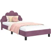 vidaXL Kinderen bedframe met hoofdboard Paars 80 x 200 cm Fluweel
