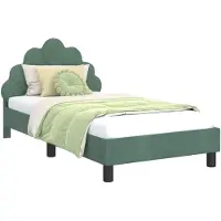 vidaXL Kinderbedframe met hoofdeinde, marien, 80 x 160 cm, fluweel