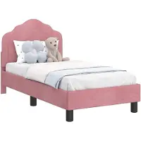 vidaXL Peuterbedframe met hoofdboard Roze 70 x 140 cm Fluweel