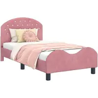 vidaXL Kinderen bedframe met hoofdboard Roze 80 x 160 cm Fluweel