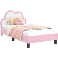 vidaXL Kinderen bedframe met hoofdboard Roze 80 x 160 cm PU