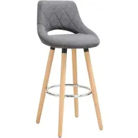 OEM Barke stoel Deluxe - Industrieel design - Donkergrijs - Set van 1 - Barkruk met rugleuning - Keukenstoel - Bekleding: stof