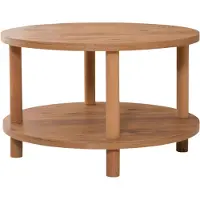 CALICOSY - Ronde salontafel met 2 niveaus in Atlantisch dennen decor D70 cm - ROBY