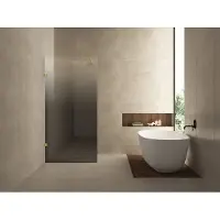 Wiesbaden Inloopdouche Links Less 90x200 cm 8 mm Nano Spiegelrook- naar Helder Glas Geborsteld Messing