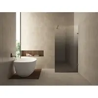 Wiesbaden Inloopdouche Rechts Less 120x200 cm 8 mm Nano Spiegelrook- naar Helder Glas Geborsteld Brons Koper