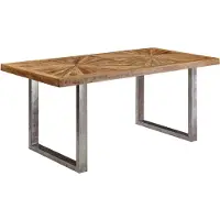 Wohnling Eettafel Mango, massief hout, eethoektafel 200x76,5x100 cm, keukentafel, Loft-stijl, natuurlijke houtkleur, massief met metalen frame, industriële tafel