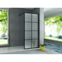Aloni Pure Inloopdouche 80cm Met Antikalk & Zwart Vierkant Raster Profiel - Veiligheidsglas - Douche - 5404024112537