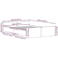 vidaXL Bedframe zonder matras 140x200 cm bewerkt hout zwart eikenkleur