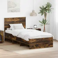 vidaXL Bedframe met hoofdeinde Rook Eiken 80 x 200 cm Bewerkt hout