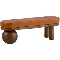 Wohnling Bank Geitenleer Mango Massief Houten Bank 140x47x40 cm Modern, Hal Gestoffeerde Bank Ongewoon, Gestoffeerde Leren Bank Bruin, Kleine Bedbank Halbank - WL7.314