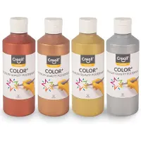 Creall - color+ premium plakkaatverf - metallic goud, zilver, brons, koper - 4 flessen van 250ml - acryl - hoogste kwaliteit - schoolverf - Gemaakt in Nederland