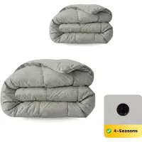 Zelesta Wonderbed Morning Grey 140x200 - Katoenen dekbed zonder overtrek - 4 Seizoenen dekbed - Wasbaar dekbed - Hoesloos dekbed - 2 in 1 Dekbed met vaste overtrek