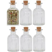 Excellent houseware Kruidenpotjes - kleine potjes of flesjes - 12x stuks - glas - transparant - 120 ml - met dop van kurk - flessenpost - weckpotten