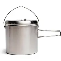 Solo Stove -pan 1800 ml | Incl. Nylon zak, lichtgewicht roestvrijstalen kookgerei voor backpackers, markeringen voor oz en ml, schenktuit, deksel en uitklapbare handvaten, 19,7 x 18,4 cm, 4 l, 822 g