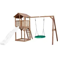 Axi Beach Tower Speeltoren met Summer Nestschommel Bruin - Witte Glijbaan