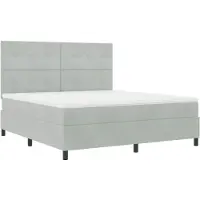 vidaXL LED Box Spring Bed Lichtgrijs 180 x 200 cm Fluweel