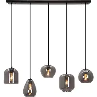 Olucia - CAIA - Hanglamp - Grijs / Zwart - 5L - Vorm: Rechthoek