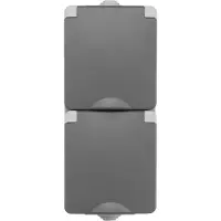 ION Industries Opbouw Stopcontact 2-voudig | Verticaal | IP55 | Grijs