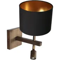 Steinhauer Wandlamp Stang 4890BR met zwart linnen kap en leeslicht