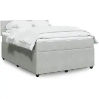 vidaXL Boxspringbed met matras, lichtgrijs, 140x190 cm, fluweel