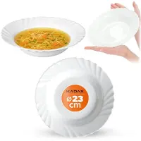 Kadax Diepe borden van gehard glas, set van 3, minimalistische soepborden, bordenset, pastaborden, diepe borden, pastakommen, platte borden (diameter 23 cm, wit)