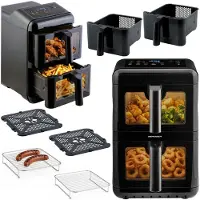 Berdsen BD-663 Serie - Dubbele Heteluchtfriteuse - 11.6L - 3000W - Zwart/Zilver