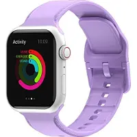Mobigear Dashed Siliconen Watch bandje geschikt voor Apple Watch Bandje Gespsluiting - 49/45/44/42 mm - Paars