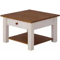 Notio Living Chicago Salontafel met Lade en Onderplank - Wit/Honingkleurig Grenen - 60 x 60 cm