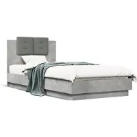 vidaXL Bedframe met hoofdeinde, betonkleur, 100x200 cm, houtvezelplaat