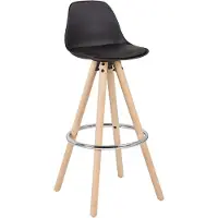 OEM Zwarte barkrukken met rugleuning, 75 cm hoog, bekleed met kunstleer, bruin