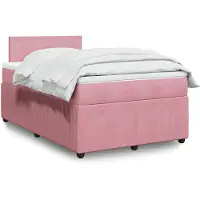 vidaXL Boxspring met matras fluweel roze 120x200 cm