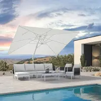 Laura Zweefparasol Rechthoekig 300x400 cm – 360° Draaibaar & Kantelbaar – UV50+ Bescherming – Waterafstotend Polyester – Aluminium Frame Wit – Luxe Grote Tuinparasol voor Terras & Balkon |