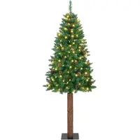 vidaXL Slanke Kerstboom Groen 210 cm PVC en massief dennenhout