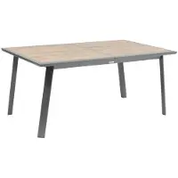 Hespéride Uitschuifbare tuintafel voor 10 personen van aluminium en glas met houtlook PAVANE
