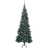 vidaXL Hoek Kunstkerstboom met 300 LED Groen 180 cm PVC en Metalen