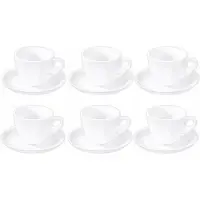 Wilmax England Fine Porcelain - Espressokoppen met Schotel - 110 ml - Set van 6 - Horeca Kwaliteit