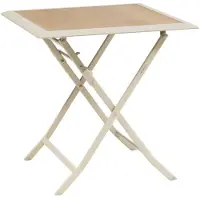 Hespéride Opvouwbare tuintafel voor 2 personen van aluminium en glas met houtlook AZUA