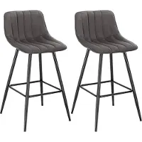 OEM Deluxe barkrukset - Industrieel design - Donkergrijs - Set van 2 - Barkrukken met rugleuning - Keukenstoelen - Fluweel