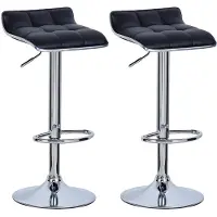 OEM Set van 2 barkrukken - Keuken - Zwart - Barkrukken van kunstleer - Hoogte verstelbaar - Zit hoogte 62-84 cm