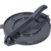 Kitchencraft World of Flavours Tortillapresse, verzilverd, metalen pers voor het maken van tortilla's, deegpers, 20 x 25 cm, cadeauverpakking, 1 stuk.