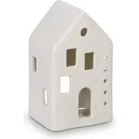 Relaxdays waxinelichthouder huisje - voor 1 theelichtje - 12 x 7 x 6 cm - theelichthuisje - tafeldecoratie - wit