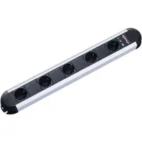 Bachmann PRIMO stekkerdoos met 5 stopcontacten met aardingscontact, aluminium, afstand tussen de stopcontacten 85 mm, 1,75 meter