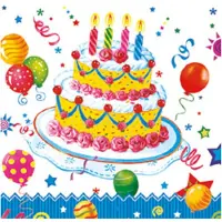 Daisy Lunch servetten Birthday cake - - 33x33 cm