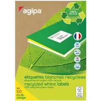 Agipa Gerecyclede multifunctionele etiketten, 70 x 37 mm, wit