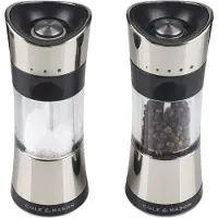 Cole & Mason Horsham Peper- en Zoutmolenset - Anti-Knoei 'Inverta' Systeem - Instelbare Maalgraad (Precision+) - 15.5 cm - Chroom / Acryl