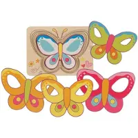 Goki Puzzel - Vlinders - 5 Delen - 5 Lagen - 15X11X1,5Cm - Hout - 2 Jaar