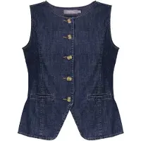 Geisha Jeans Vest Dark Blue Denim Washed Maat: XL | Gilets Outlet | Dames | Blauw